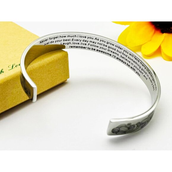 Inspirational Stainless Steel Cuff Bracelet for Women - Personalized Gift for Be - Picture 3 of 9